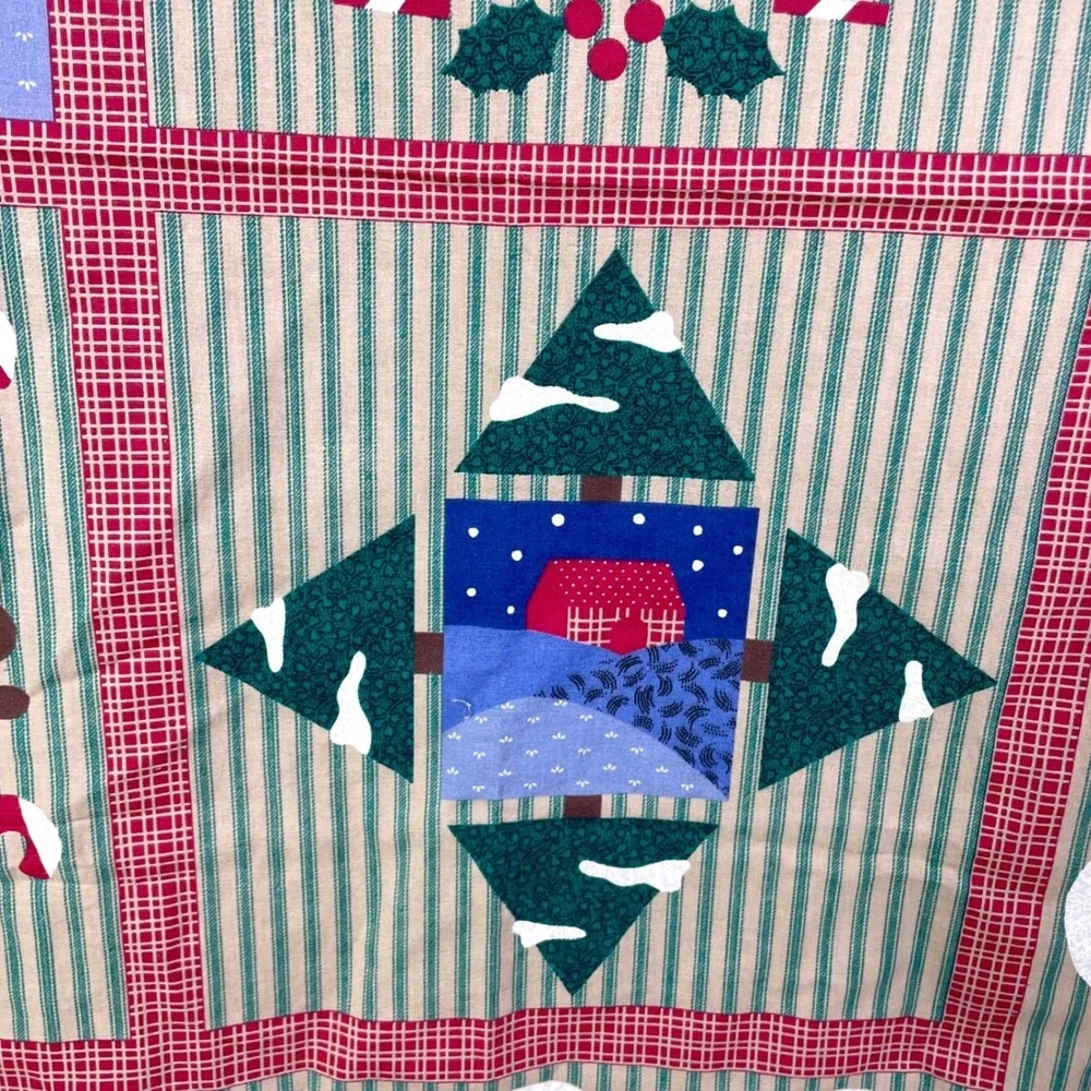 Vtg VIP Cranston Snowman Sampler Quilt Fabric Panel Christmas Gingerbread 35x44